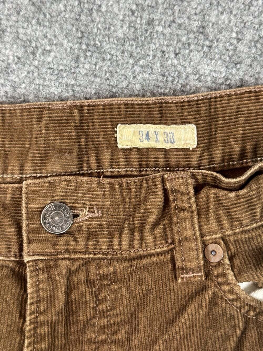 Vintage Polo Ralph Lauren Brown Corduroy Classic Fit Straight Leg Pants Mens 34 - Picture 12 of 12